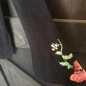 Black sweater with floral embroidery